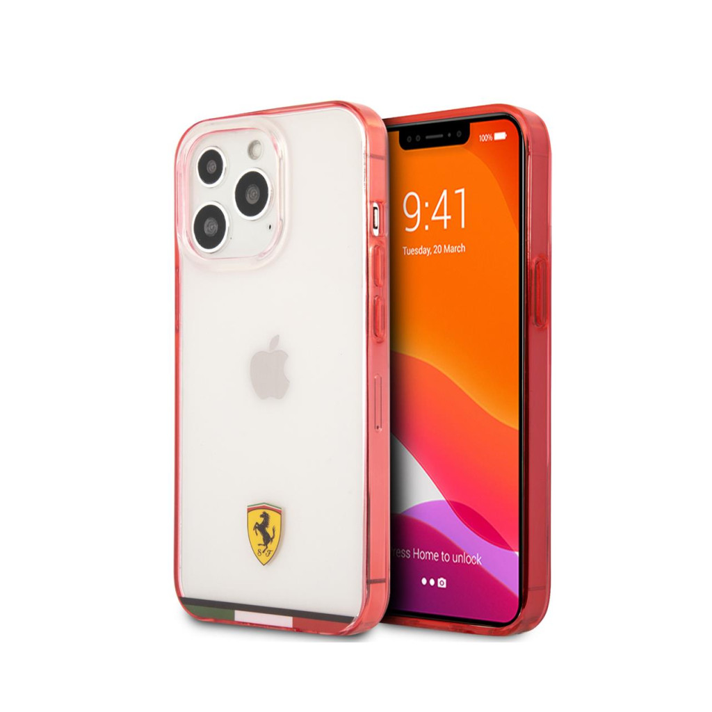 Case protector Ferrari para iPhone 13 Pro MAX -Rojo, blanco y