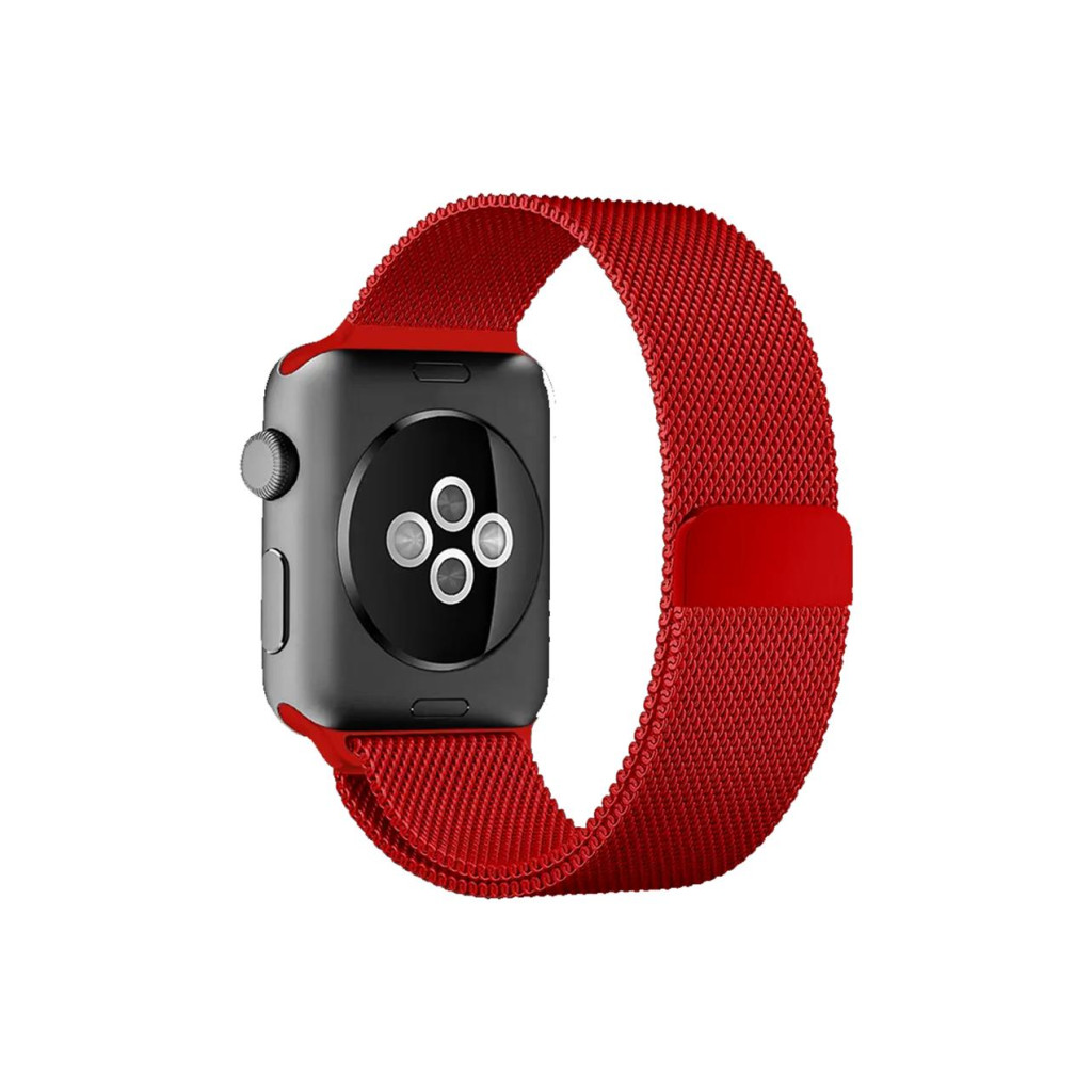 Red milanese best sale apple watch band