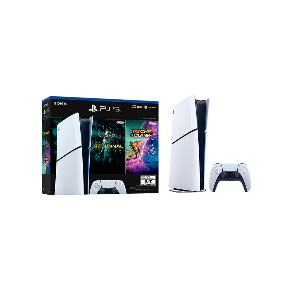 CONSOLA PLAYSTATION 5 (PS5) SLIM 1TB 4K HDR, DIGITAL + JUEGO RATCHET &  CLANK RIFT APART + JUEGO RETURNAL - CompuMarket